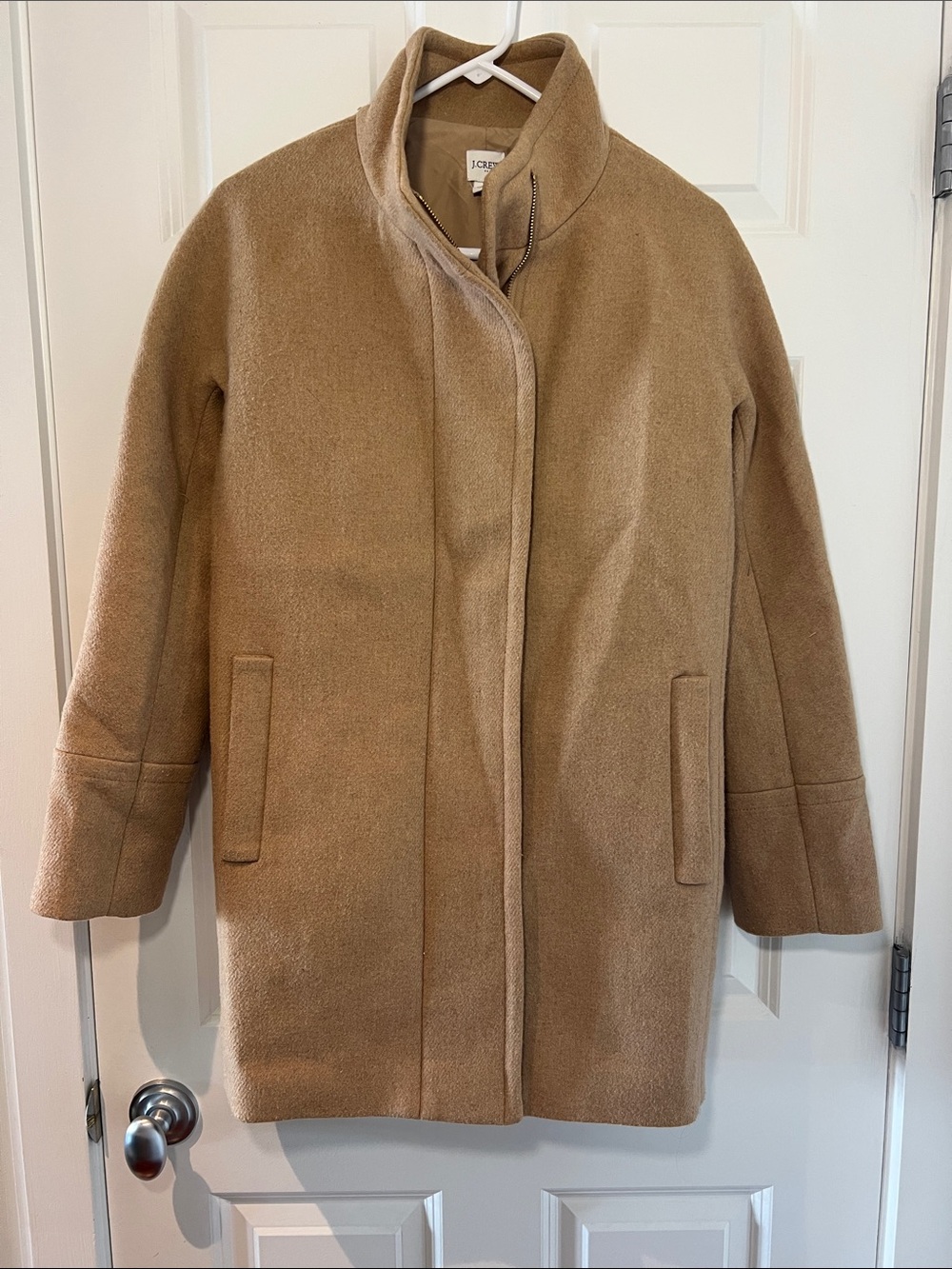 J. Crew Women's Camel Stand Collar Wool-Blend Cocoon Coat